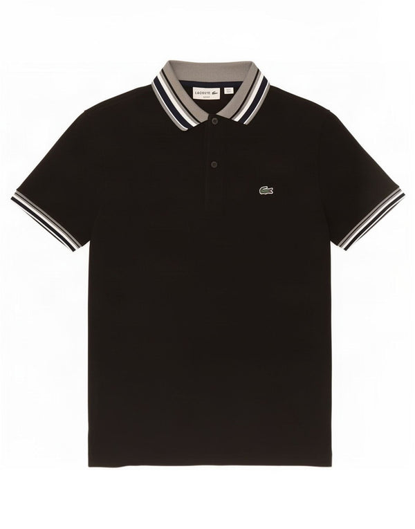 Lacoste Mens Slim Fit Polo Shirt Size 4 Medium Black Cotton