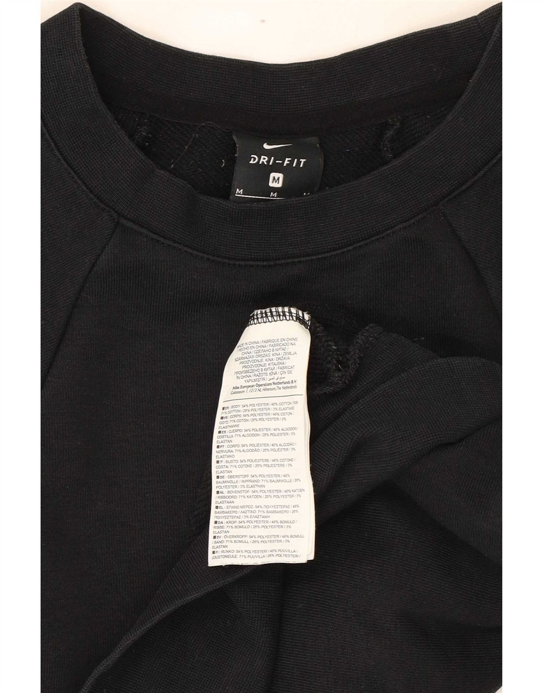 Nike Womens Crop Graphic Sweatshirt Jumper UK 14 Medium Black Polyester