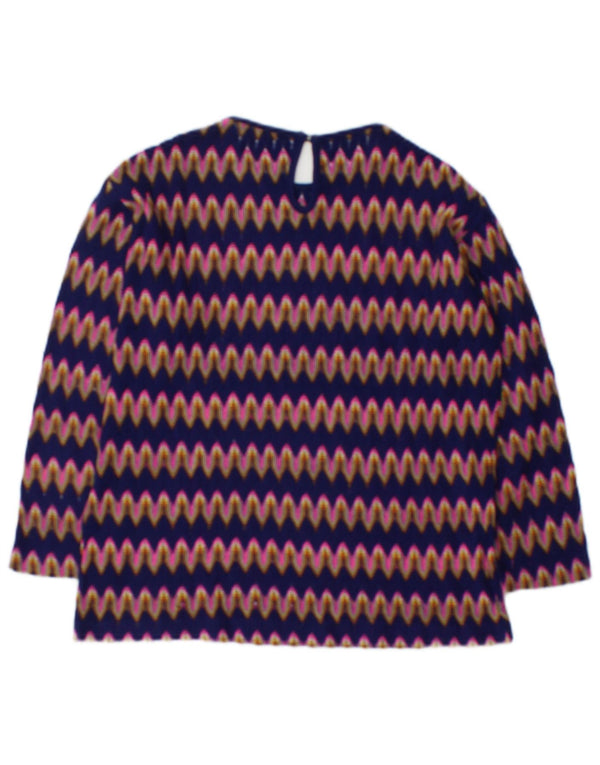 Vintage Womens Long Sleeve Blouse Top UK 12 Medium Multicoloured Chevron