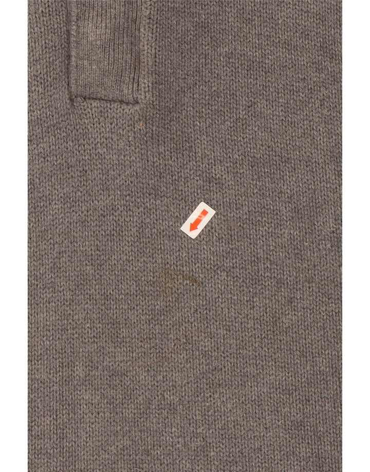 JAMES PRINGLE Mens Button Neck Jumper Sweater Large Grey Cotton