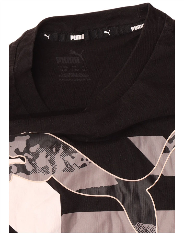 Puma Boys Graphic Top Long Sleeve 13-14 Years Black