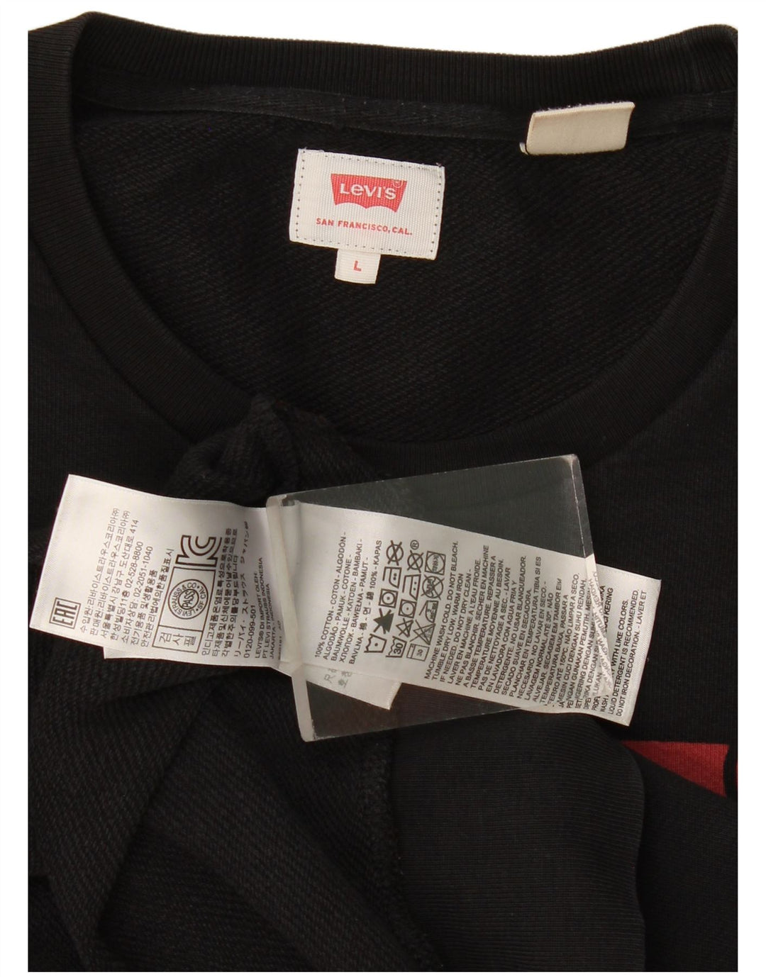 Мужской свитшот с рисунком Levi's, большой черный хлопковый джемпер