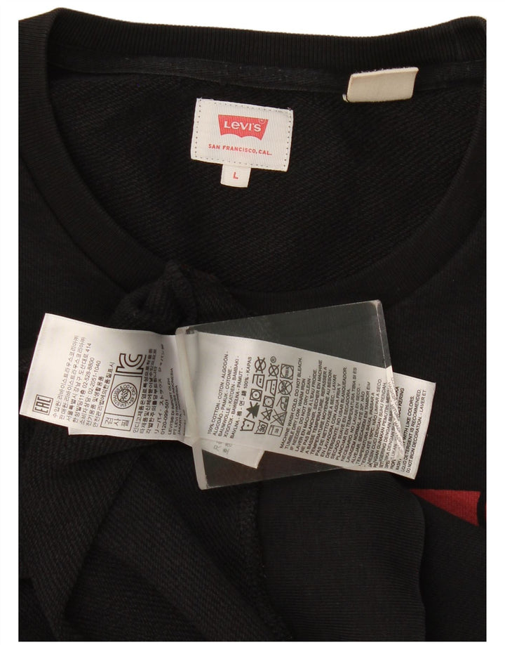 Мужской свитшот с рисунком Levi's, большой черный хлопковый джемпер