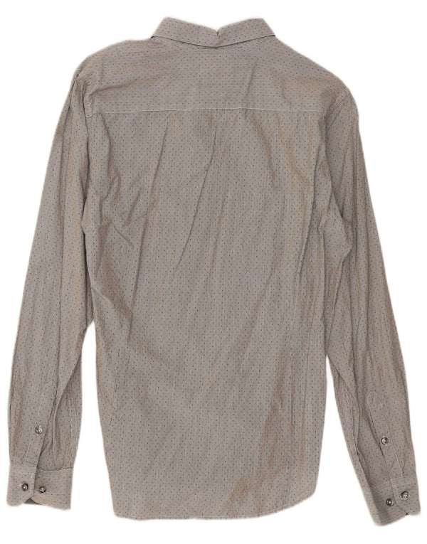 Sisley Mens Shirt Size 40 15 3/4 Medium Grey Pinstripe Cotton