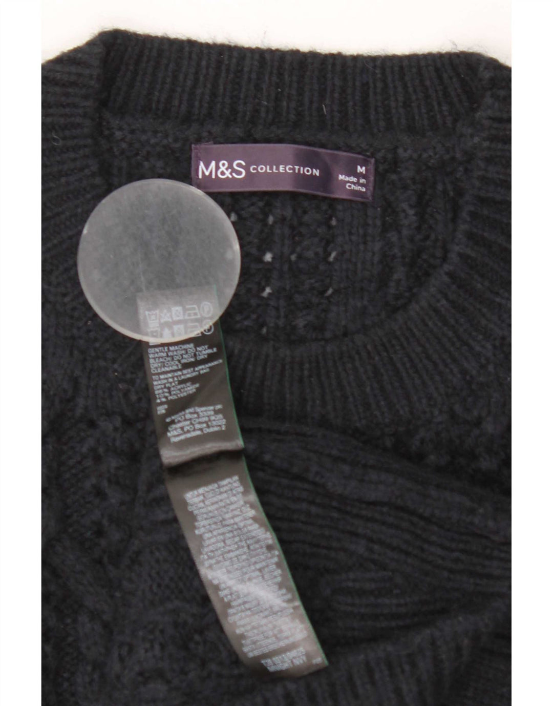 Marks & Spencer Womens Vest Tank Top UK 14 Medium Navy Blue Acrylic