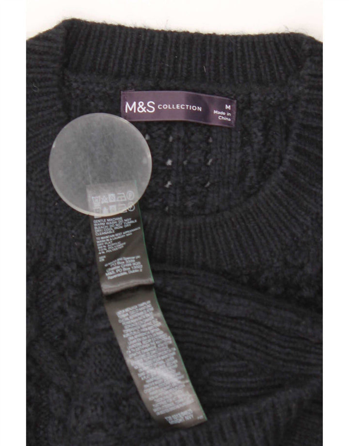 Marks & Spencer Womens Vest Tank Top UK 14 Medium Navy Blue Acrylic