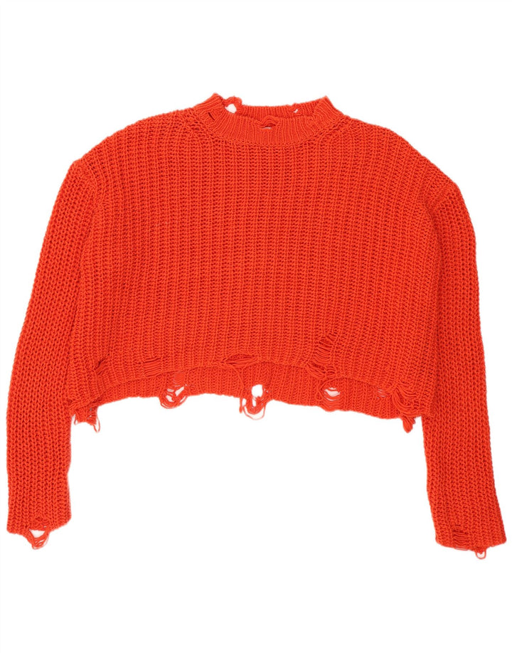 Zara Womens Crop Oversized Turtle Neck Jumper Sweater UK 10 Small Orange