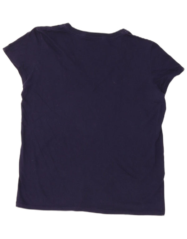 Lacoste Damen T-Shirt Top Größe 40 Medium Marineblau Baumwolle