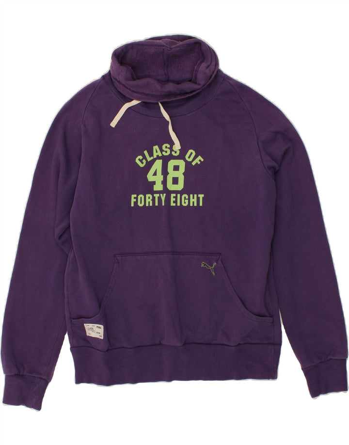 PUMA Womens Graphic Sweatshirt Jumper UK 14 Medium  Purple Cotton Vintage Puma and Second-Hand Puma from Messina Hembry 