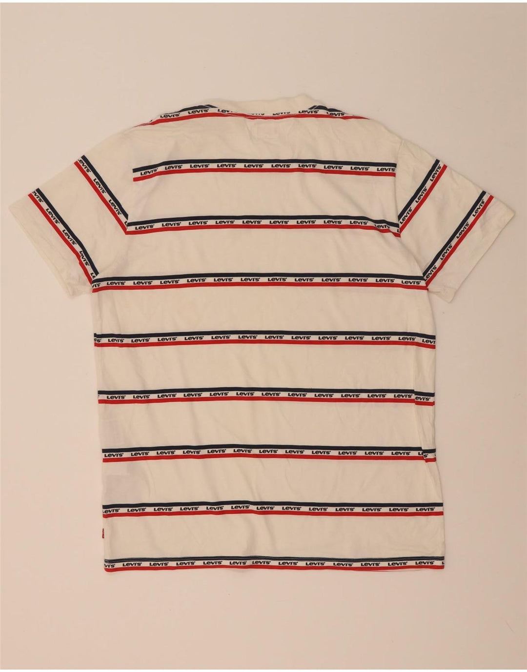 Levi's Mens Graphic T-Shirt Top Large White Striped Cotton