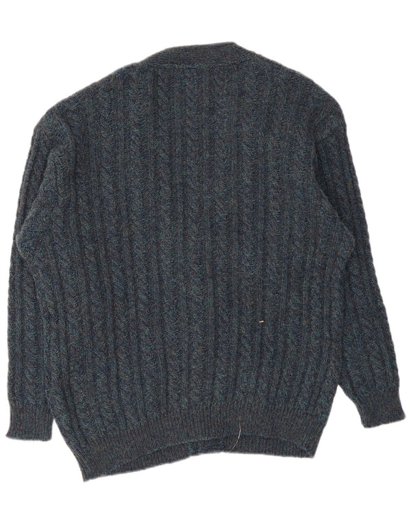 vintage Mens Cardigan Pull Grand Bleu Marine