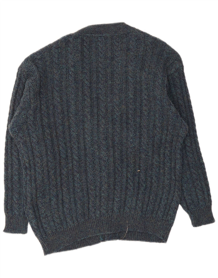vintage Mens Cardigan Pull Grand Bleu Marine