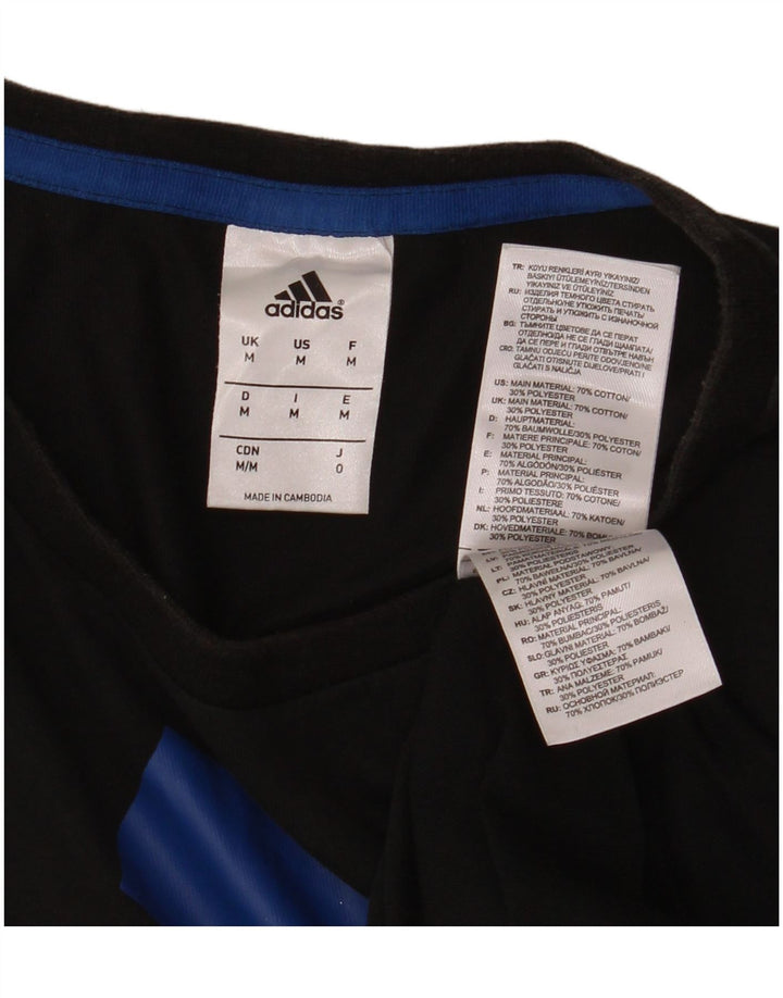 ADIDAS Mens Graphic T-Shirt Top Medium Black Cotton