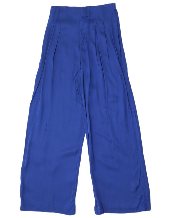 Zara kvinders højtaljede brede ben Casual bukser Medium W28 L30 Blå