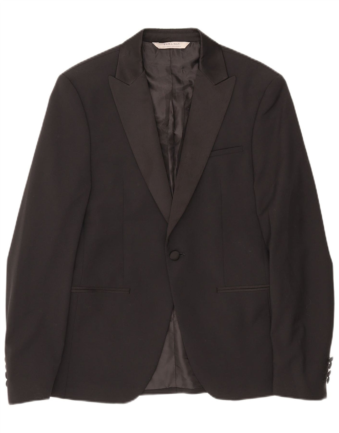 Giacca blazer da uomo a 1 bottone Zara EU 48 poliestere nero medio
