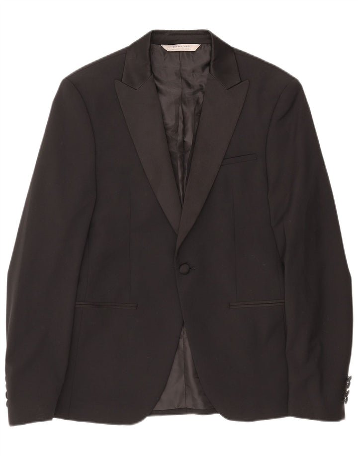 Giacca blazer da uomo a 1 bottone Zara EU 48 poliestere nero medio