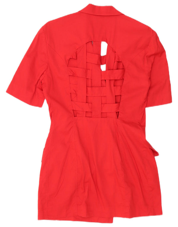 Sportstaff Womens Longline 1/2 Sleeve Shirt Dress IT 42 Medium Red Cotton