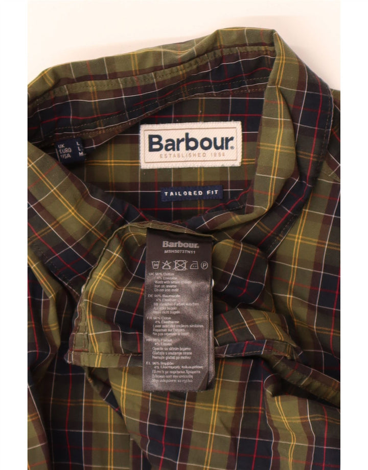 Barbour Herren-Hemd mit maßgeschneiderter Passform, großes Khaki-Karomuster aus Baumwolle