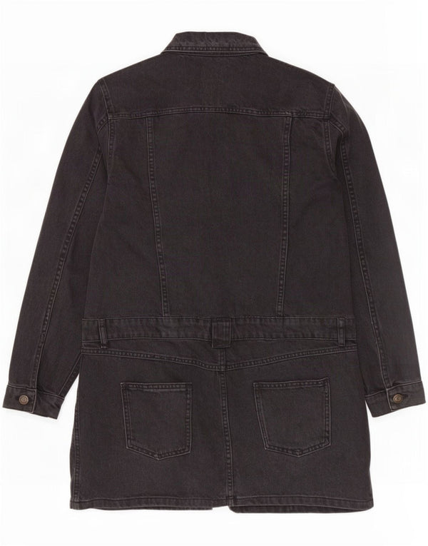 Zara Womens Denim Coat UK 14 Large Black Cotton