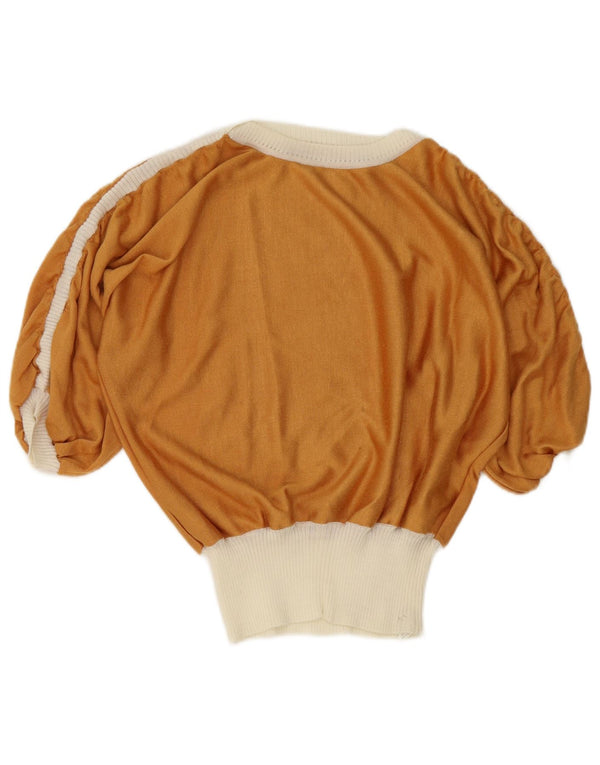 Vintage dametrøje med 3/4 ærmer bådhalstrøje UK 18 XL Brun