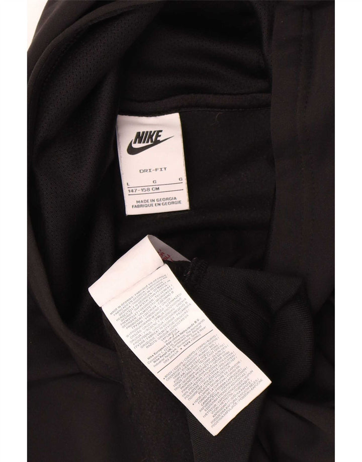 Nike Boys Graphic Hoodie Jumper 12-13 Years Large Black Polyester