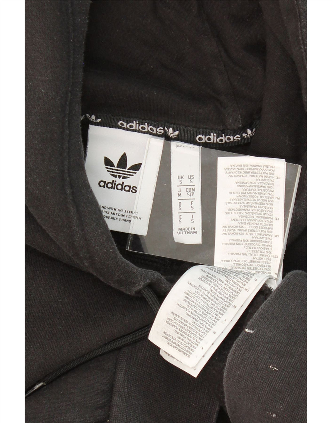 ADIDAS Mens Hoodie Jumper Small Black Cotton Vintage Adidas and Second-Hand Adidas from Messina Hembry 