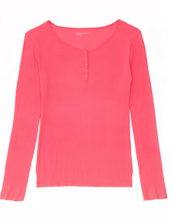 Gap Damen Übergroßes Top Langarm UK 10 Small Pink Baumwolle