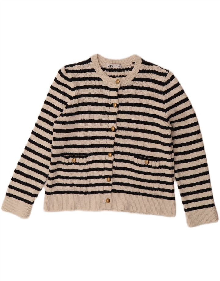 Damski sweter oversize ZARA UK 14 w średnie białe paski