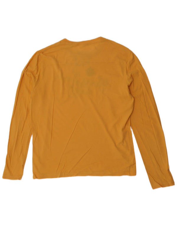 Guess Mens Graphic Top Long Sleeve Large Yellow Cotton