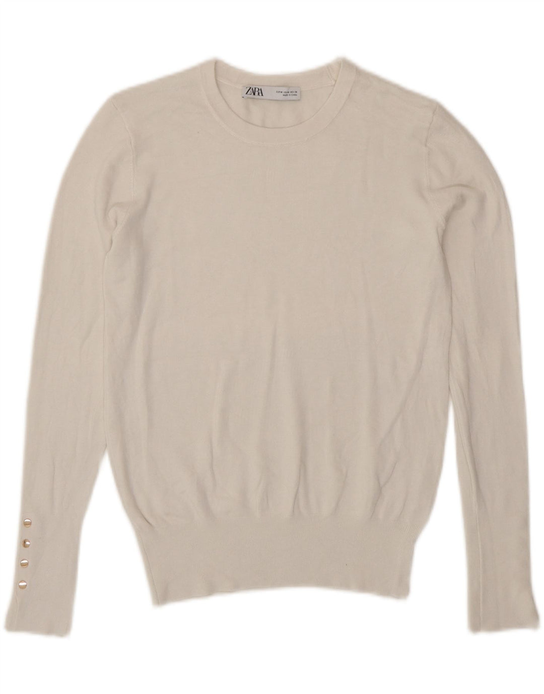 Maglione maglione girocollo da donna Zara UK 12 bianco medio
