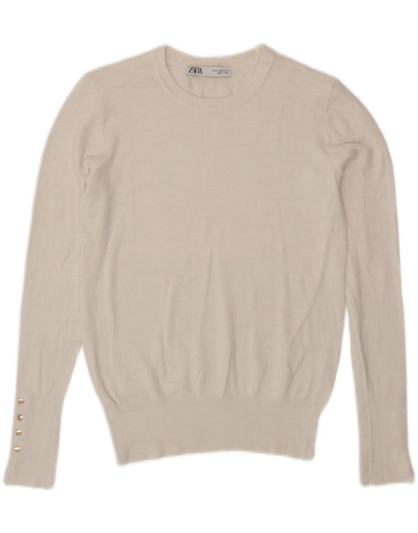 Maglione maglione girocollo da donna Zara UK 12 bianco medio