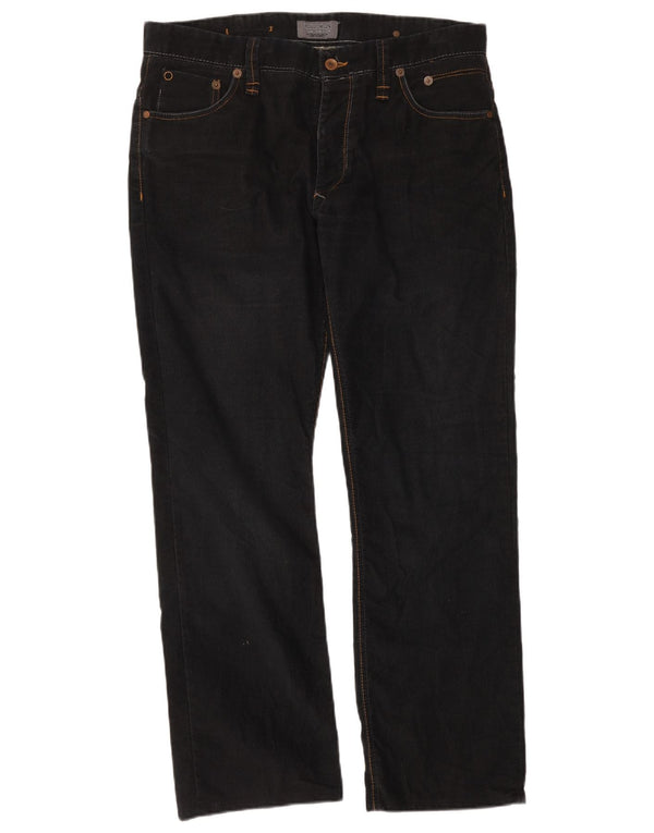 Мужские прямые вельветовые брюки Zara EU 46 XL W36 L30, черный полиэстер