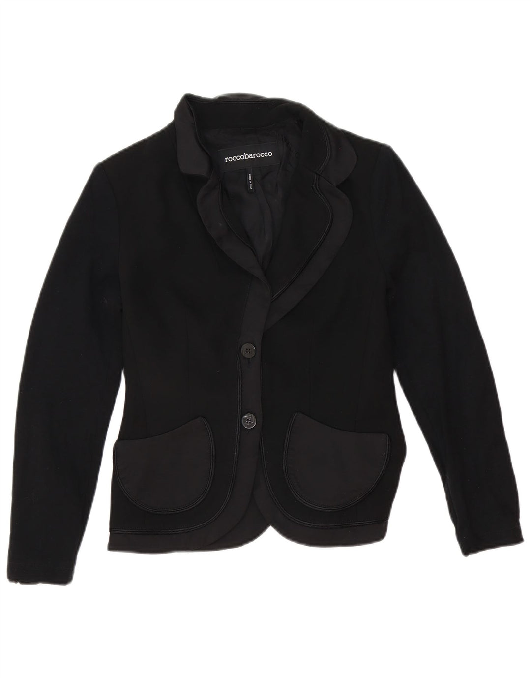 Jaqueta blazer feminina Roccobarocco com 2 botões IT 42 poliéster preto médio
