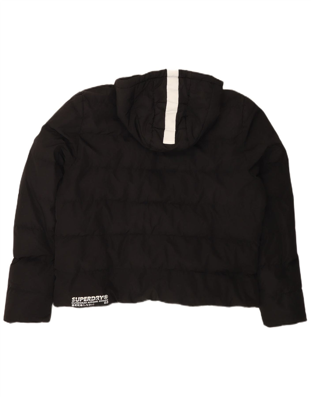 Superdry Womens Crop Hooded Padded Jacket UK 20 XL Black Polyester