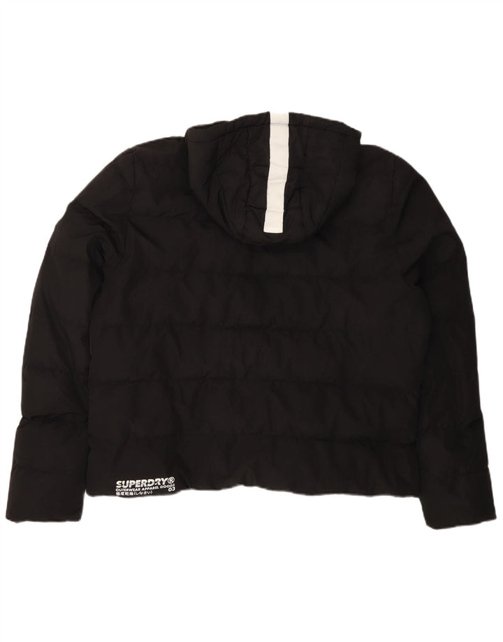 Superdry Womens Crop Hooded Padded Jacket UK 20 XL Black Polyester