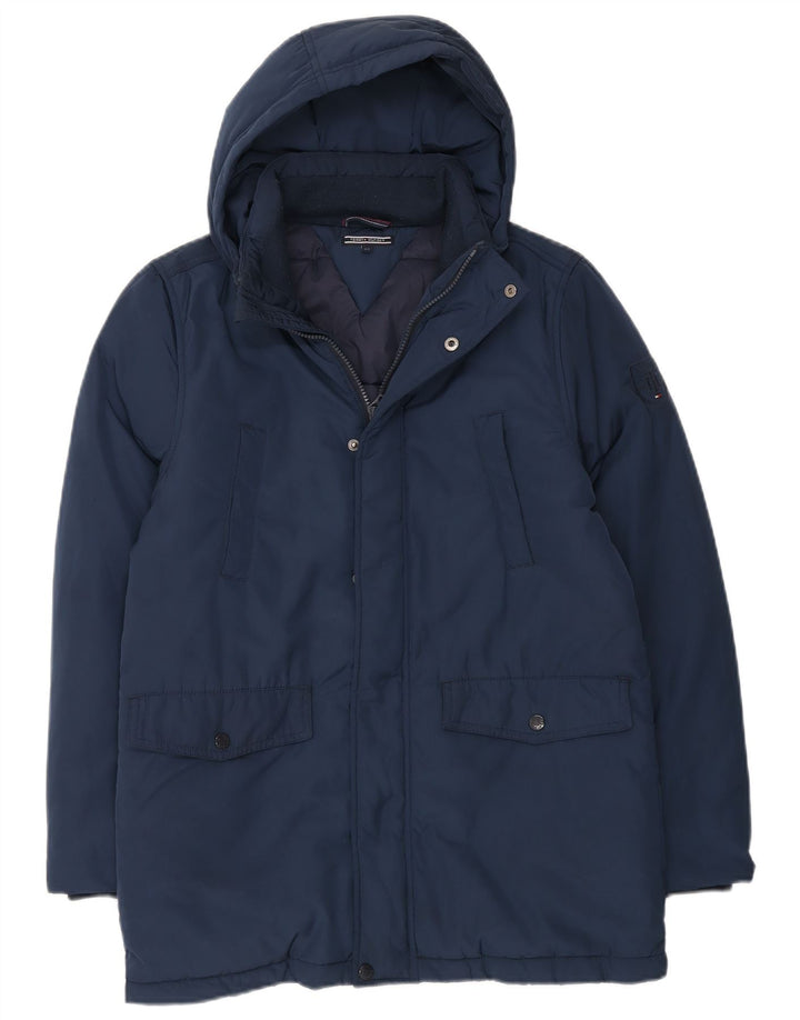 Cappotto imbottito con cappuccio Tommy Hilfiger per ragazzi 13-14 anni in poliestere blu navy