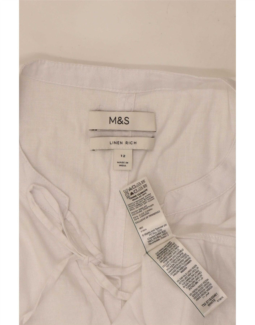 Camicetta da donna Marks & Spencer Top UK 12 Lino bianco medio