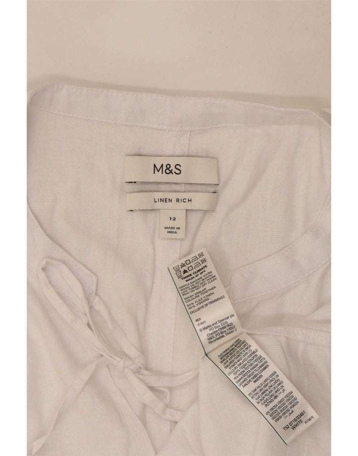 Camicetta da donna Marks & Spencer Top UK 12 Lino bianco medio