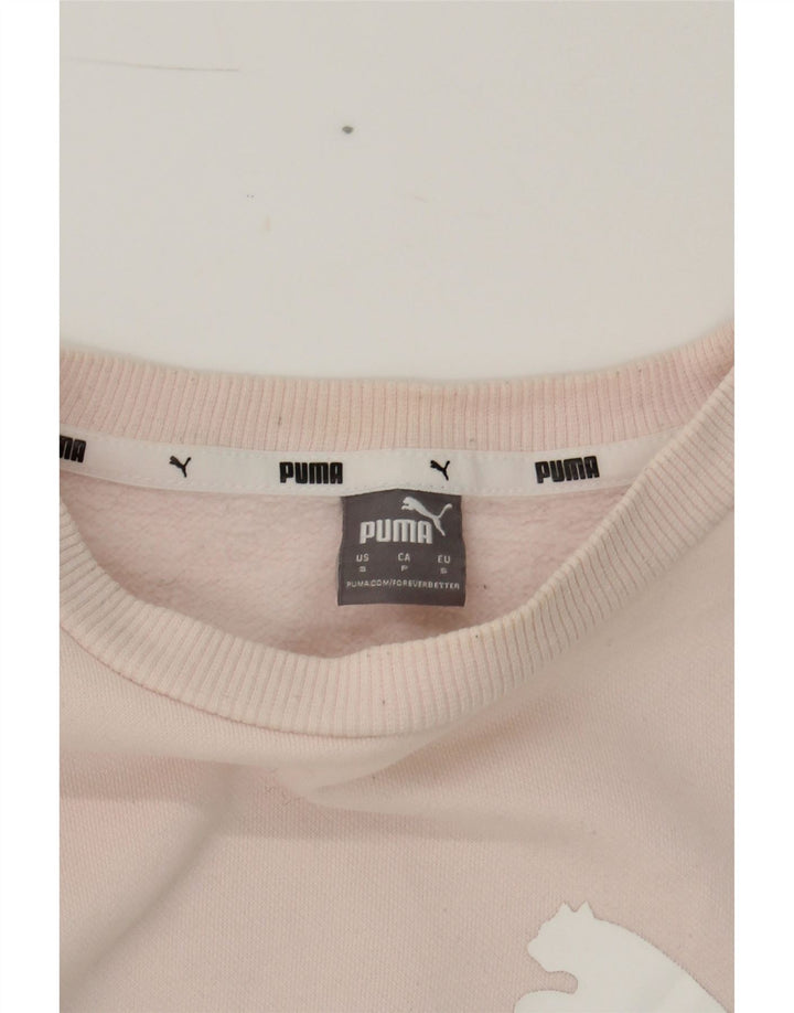 PUMA Womens Oversized Graphic Sweatshirt Jumper UK 10 Small Pink Vintage Puma and Second-Hand Puma from Messina Hembry 