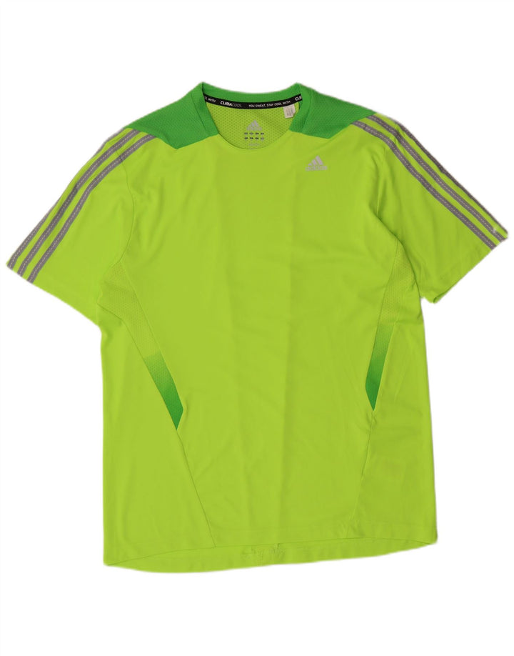 ADIDAS Herre Regular T-Shirt Medium Grøn Stribet Polyester Sports