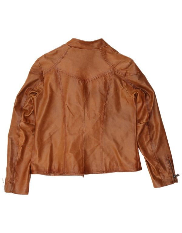 Giacca da motociclista in pelle da donna Bata UK 14 grande marrone