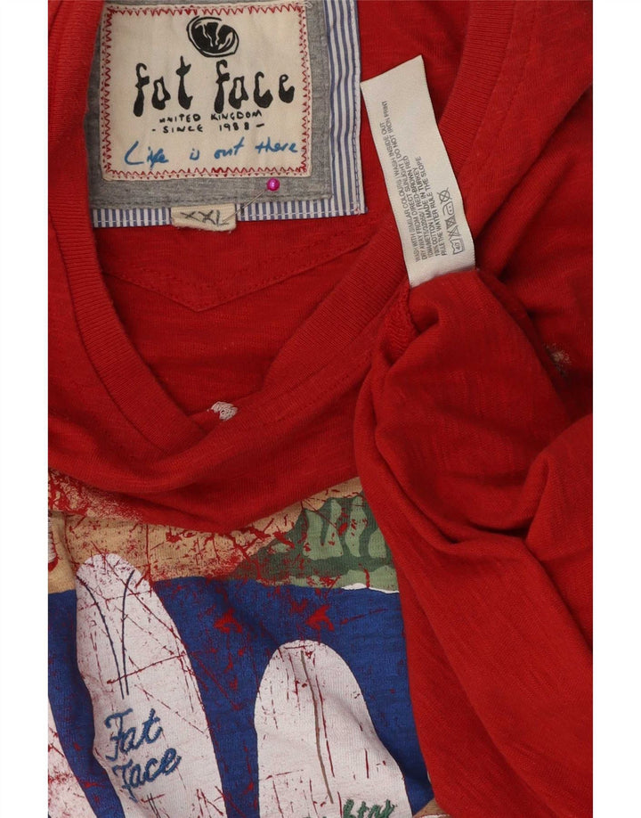 Fat Face Mens Graphic T-Shirt Top 2XL Red Cotton