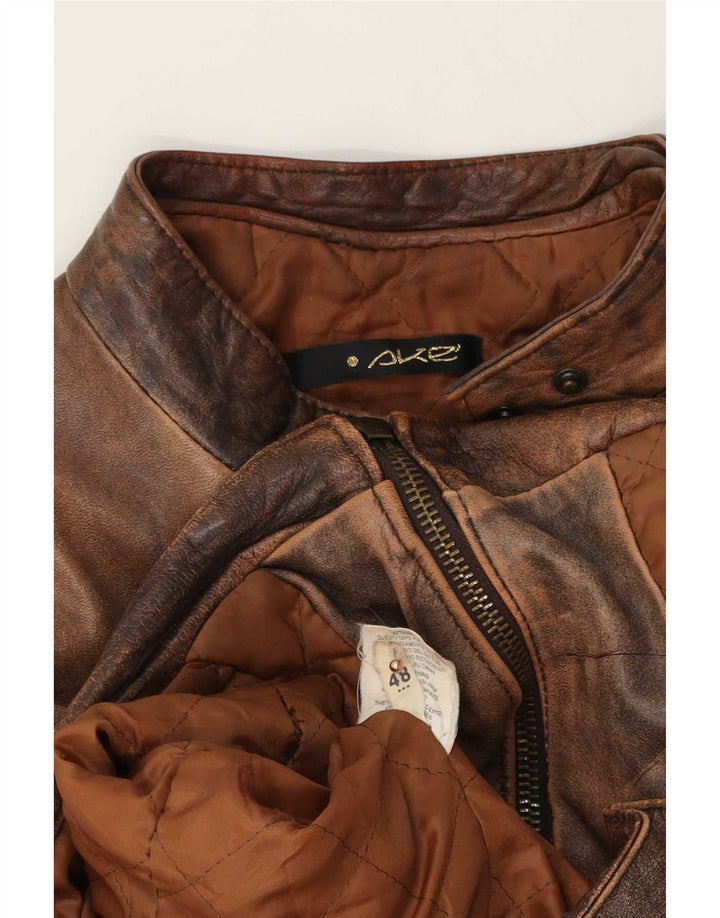 veste de course en cuir femme vintage IT 48 XL Marron