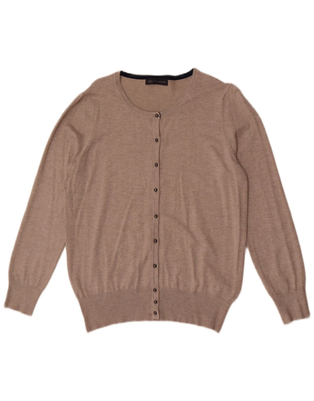 Marks & Spencer Womens Cardigan Sweater UK 16 Large Beige Viscose