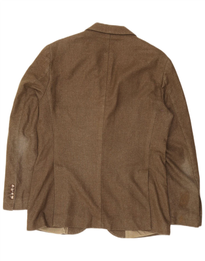 Massimo Dutti Herren-Blazer mit 2 Knöpfen, EU 50, große braune Wolle