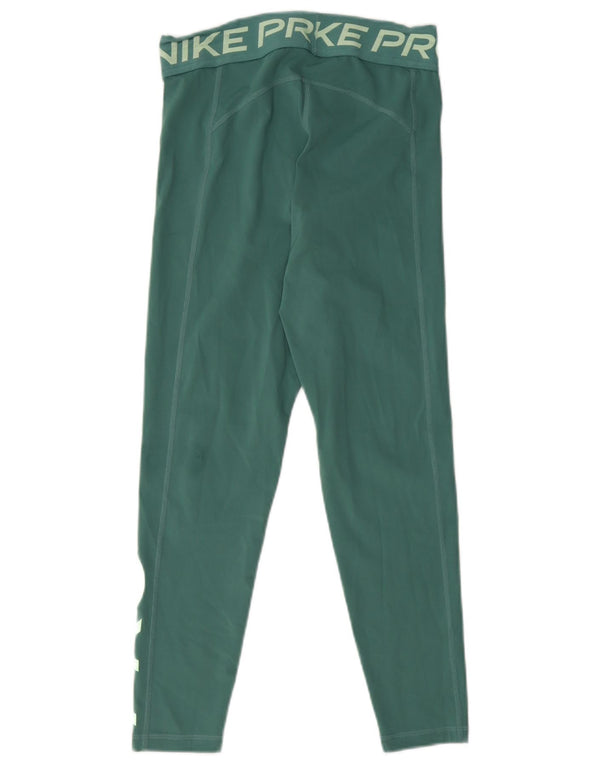 Nike Womens Dri Fit Graphic Crop Leggings UK 8 Small Green Polyester