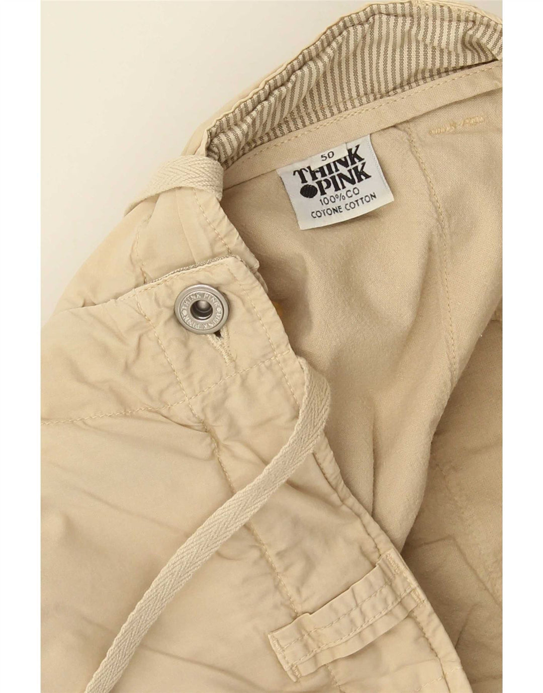 Think Pink Mens Cargo Shorts IT 50 Large W34 Beige Cotton