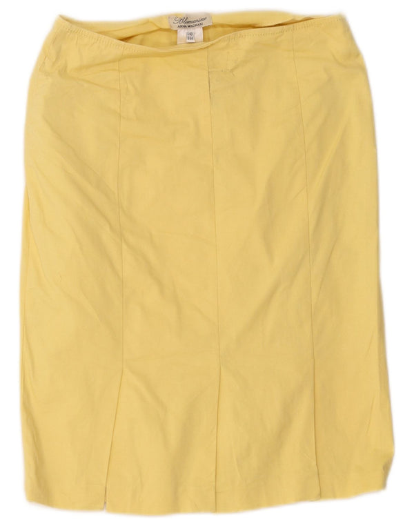 Blumarine Womens Straight Skirt IT 40 Small W30 Yellow Cotton