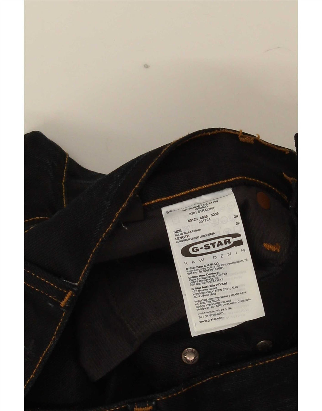 G-Star Jean Droit 3301 Homme W28 L32 Noir