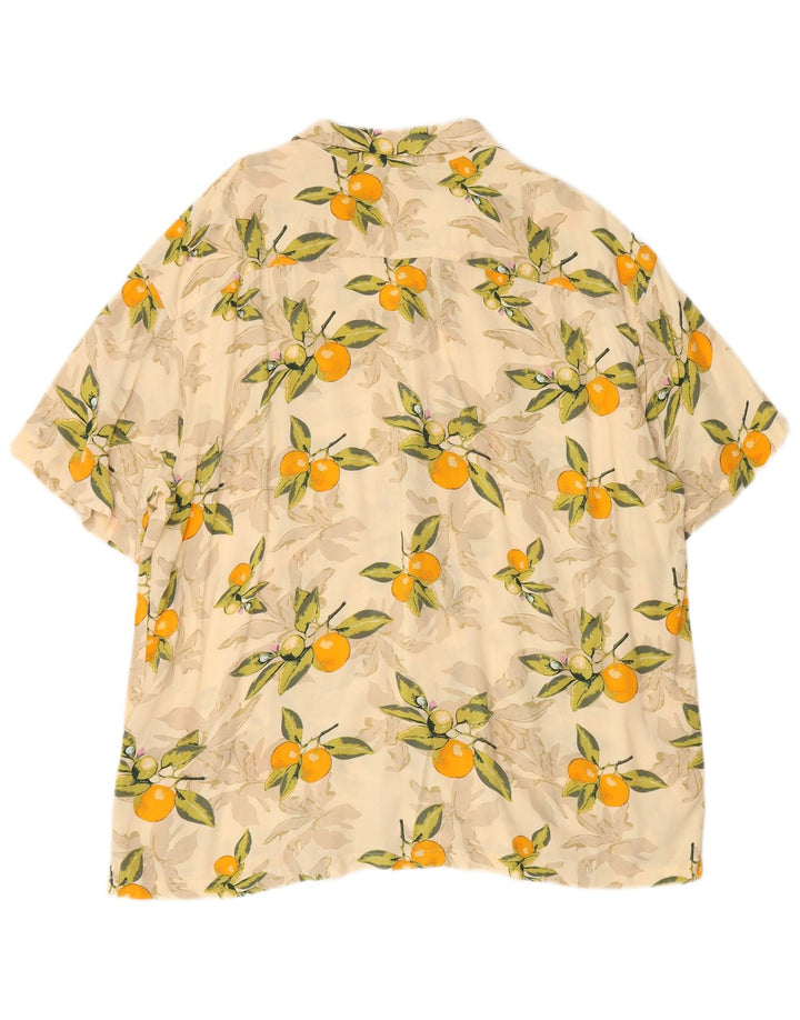 JACK & JONES Mens Abstract Pattern Short Sleeve Shirt XL Beige Viscose